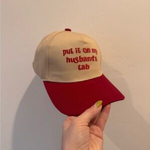 Red and Tan Baseball Cap